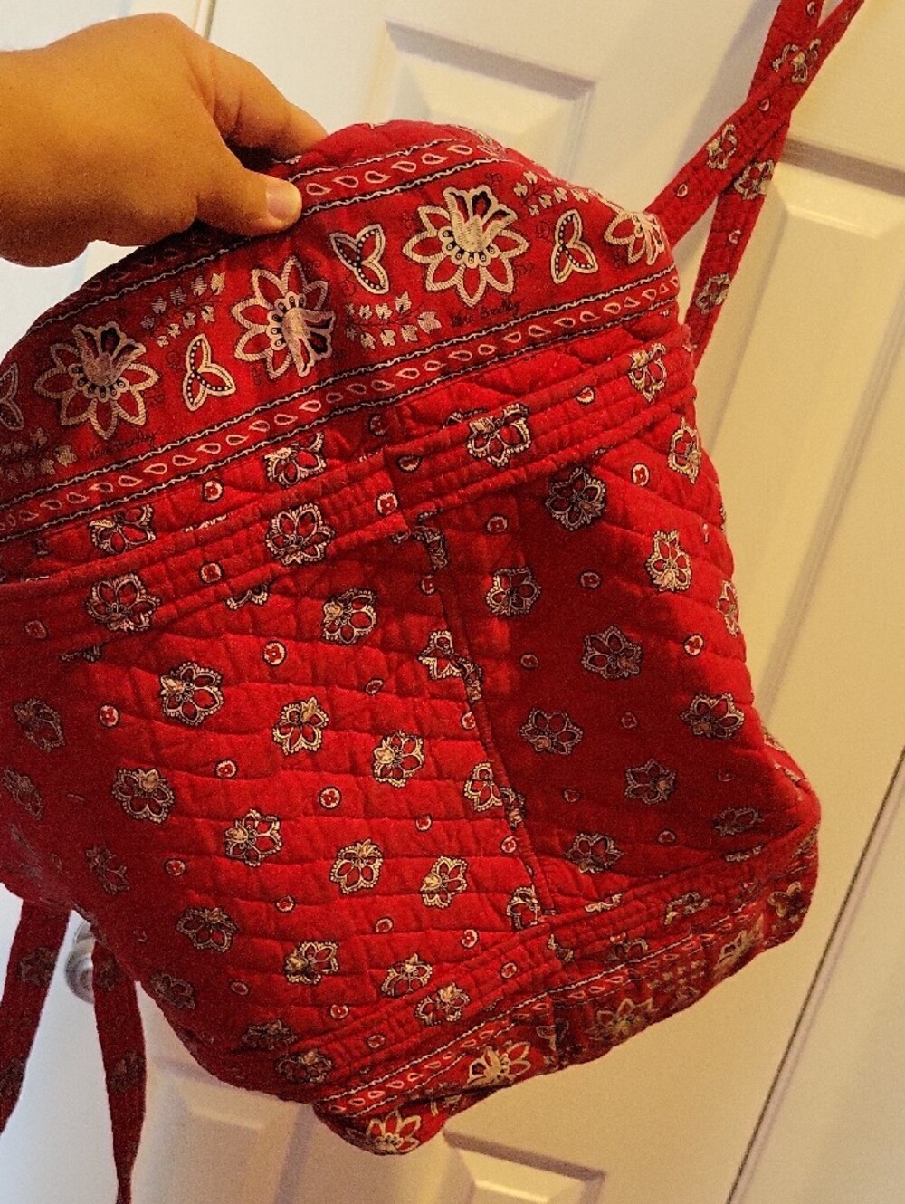 Vera Bradley Quilted Floral Red Tote Bag with Long Straps - Picture 8 of 9